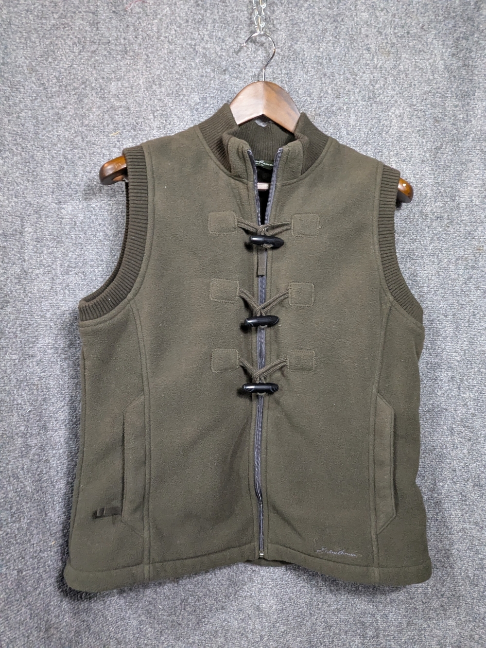 Eddie Bauer Olive Green Fleece Toggle Vest